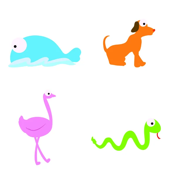 Vier cute cartoon dieren — Stockvector