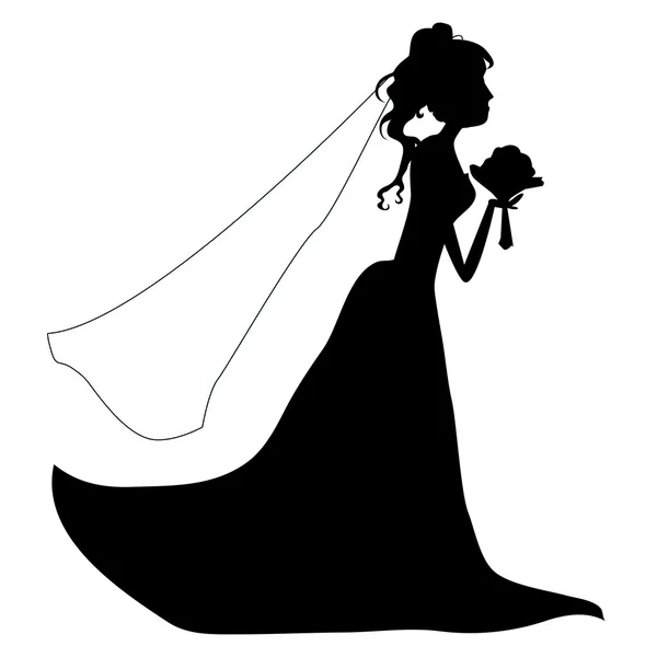 Silhouetten Hochzeit Mädchen — Stockvektor