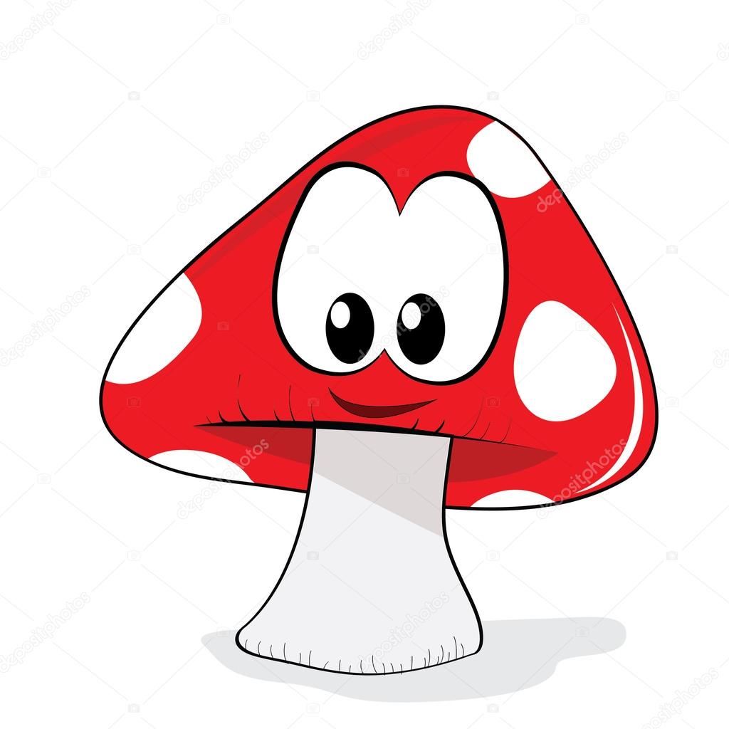 mushroom cartoon character with a smile