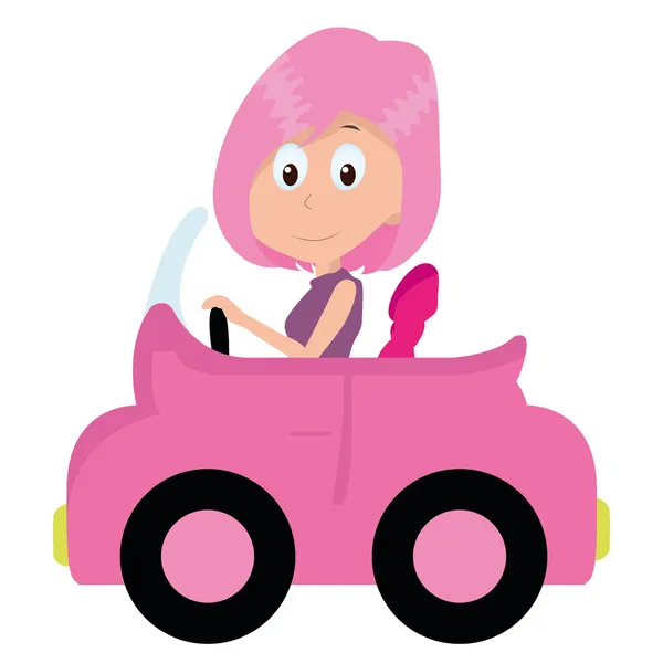 Fille et voiture — Image vectorielle