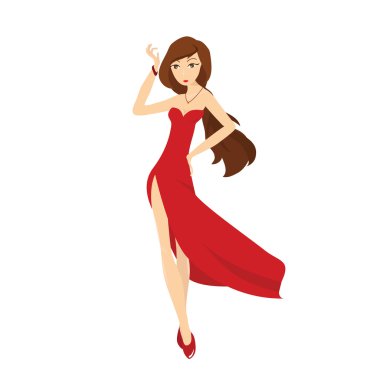 Kırmızı ince uzun saçlı kız