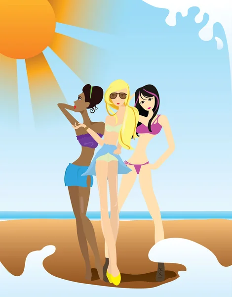 Summer girls — Stock Vector