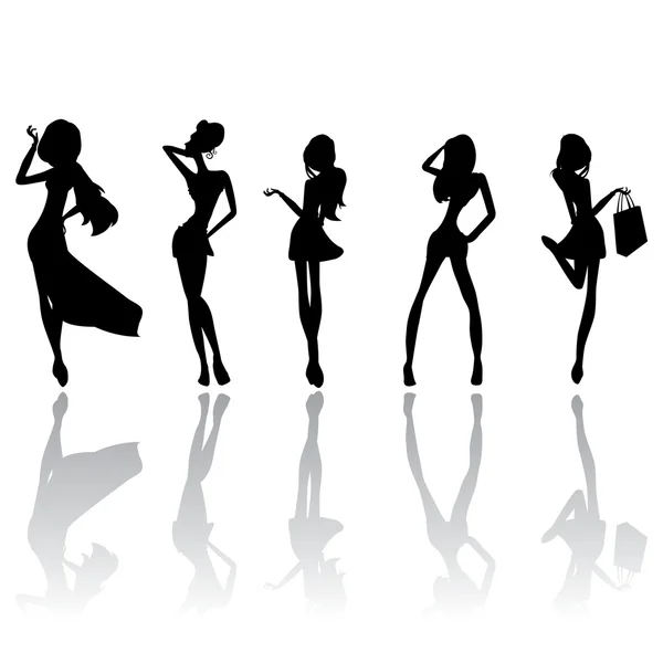 Girls silhouettes — Stock Vector