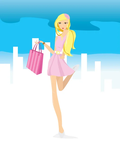 Mädchen einkaufen — Stockvektor