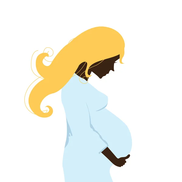 Simple silhouttes pregnant girl with background — Stock Vector