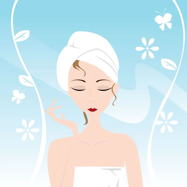 Meisje hebben een spa- en beautycentrum huid — Stockvector