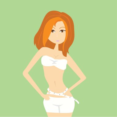 Ölçüm bir musluk ile Slim kız