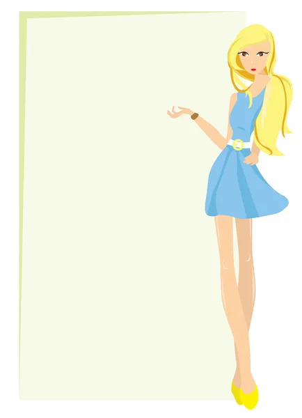 Slim sexy blonde girl with a board — Stock Vector