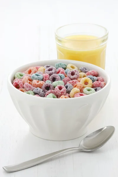 Delicious kids cereal loops with a fruit flavor — Stock Photo, Image