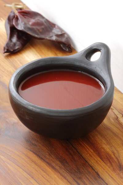 Красный острый соус чили
