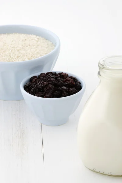 Rice pudding ingredients — Stock Photo, Image