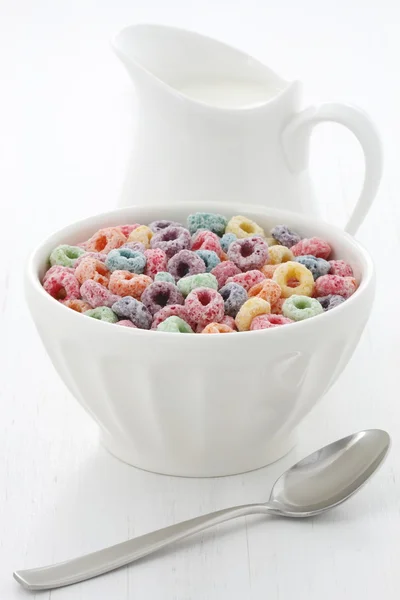 Delicious kids cereal loops with a fruit flavor — Stock Photo, Image