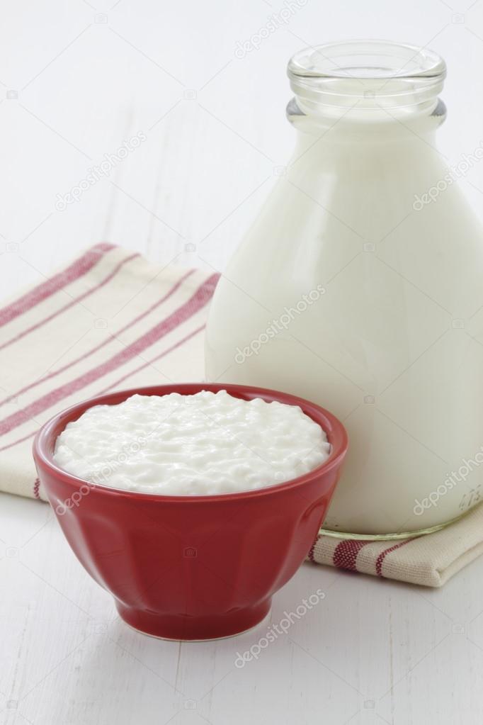 Delicious healthy milk and cottage cheese