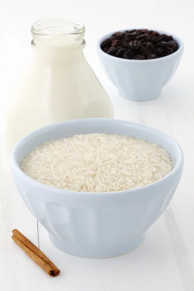 Rice pudding ingredients — Stock Photo, Image