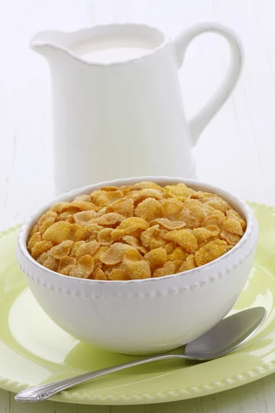 Delicious corn flakes breakfast — Stock Photo, Image