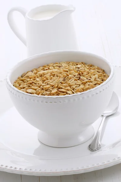 Ízletes és egészséges granola, gabona — Stock Fotó