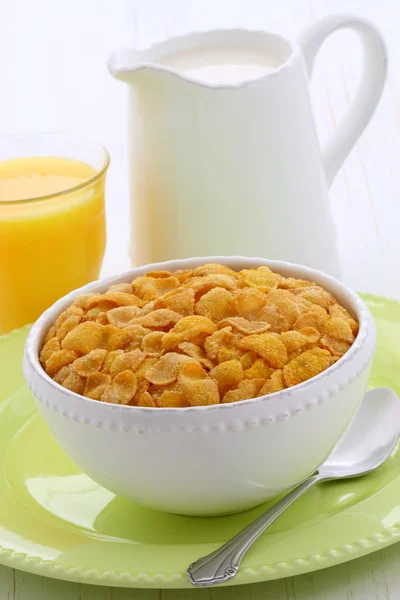 Gesunde Cornflakes Frühstück — Stockfoto