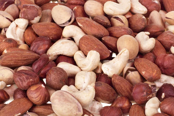Assorted nuts (almonds, filberts, cashews), close-up — Stock Photo, Image