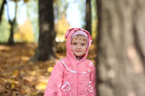 Sonbahar parkında küçük bir kız — Stok fotoğraf