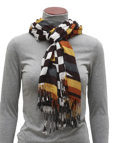 Varicolored scarf with fringe — Stock Photo, Image