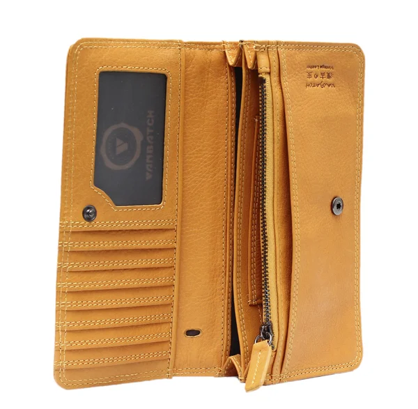 Żółty kobieta portfel — Zdjęcie stockowe