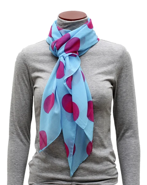 Blue scarf in pink peas — Stock Photo, Image