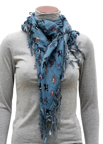 Blue fringe scarf — Stock Photo, Image