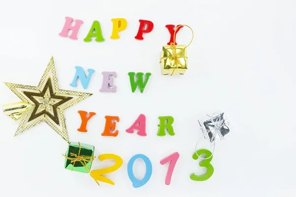 Colorful character Happy New Year greetings — Stock Photo, Image