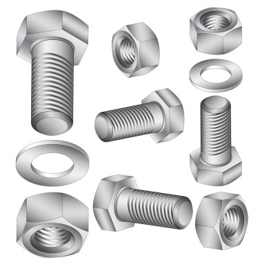 Stainless steel bolt and nut illustration.