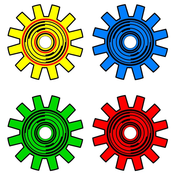 Colors gears on white background — Stock fotografie