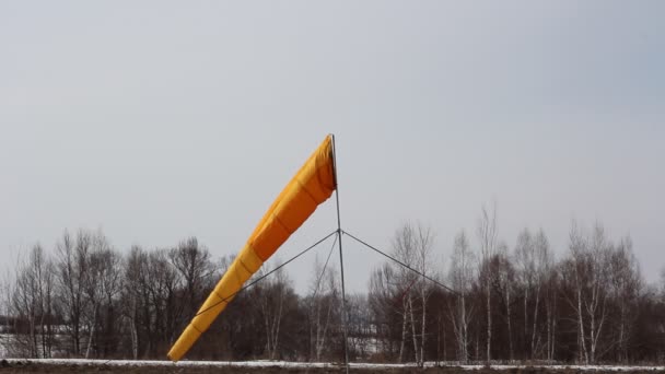 Windrichting Vlag op blauwe wolkenlucht in de wind — Stockvideo