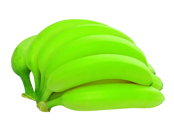 Manojo de plátanos verdes aislados sobre fondo blanco —  Fotos de Stock