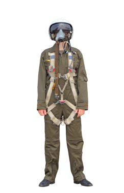 Man dressed as a pilot on a white background clipart