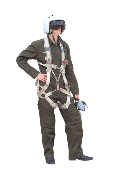 Man dressed as a pilot on a white background — Stock Photo, Image