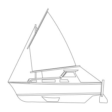 Sailing boat floating illustration.