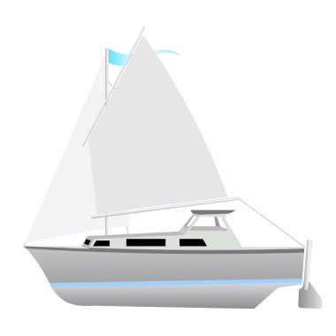 Sailing boat floating illustration.