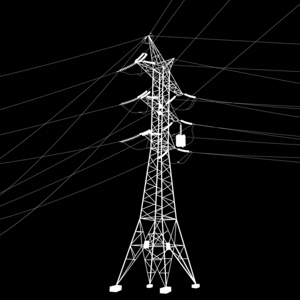 Silhouette of high voltage power lines illustration. — Stok fotoğraf