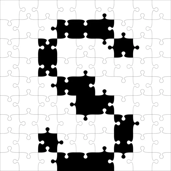 Black alphabet jigsaw puzzles. — Stock Photo, Image