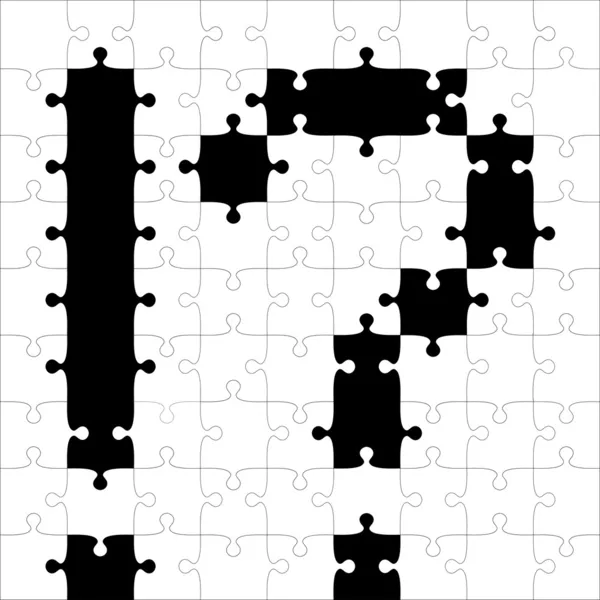 Puzzle alfabet czarny. — Zdjęcie stockowe