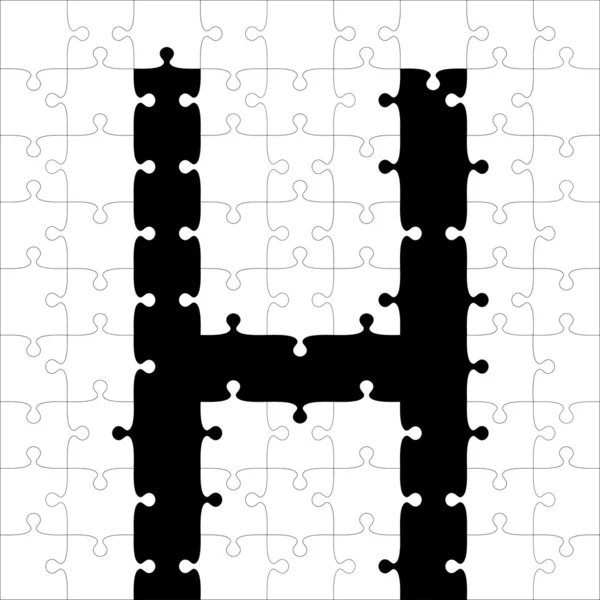 Black alphabet jigsaw puzzles. — Stock Photo, Image