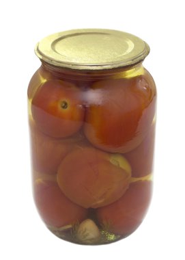 cam kavanozlarda konserve domates sebze