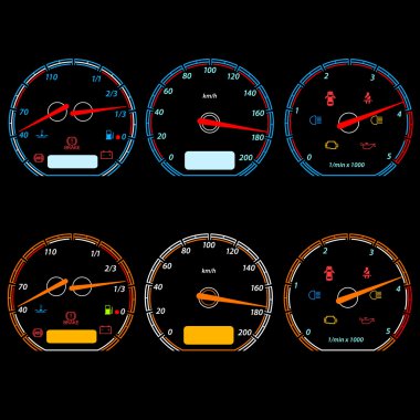 Set of car speedometers for racing design illustration