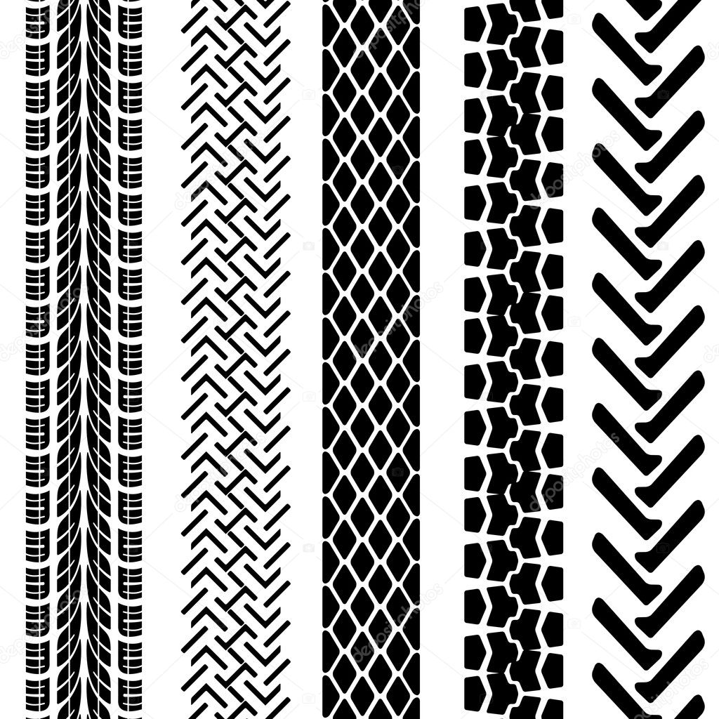 Set of detailed tire prints illustration