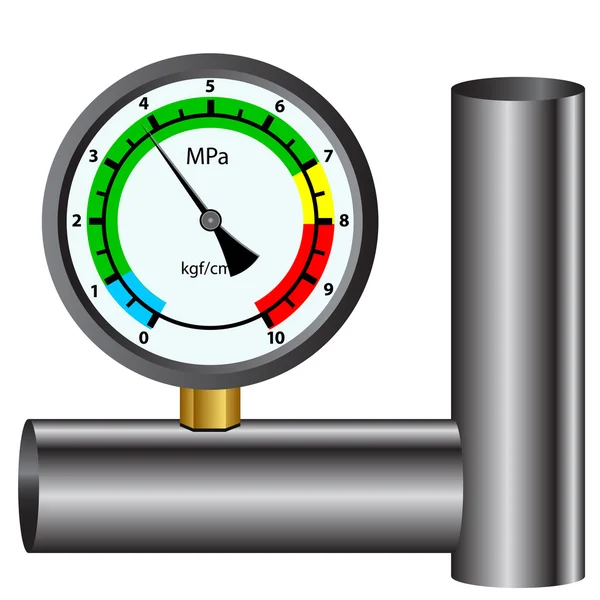 Manómetro de gás isolado sobre fundo branco — Fotografia de Stock