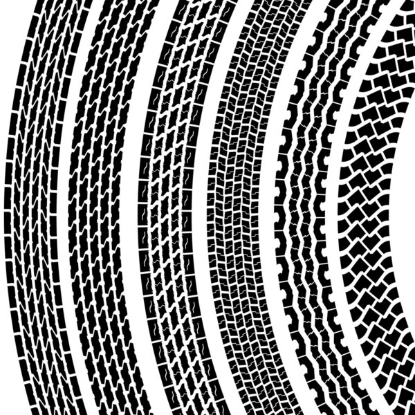 Set of detailed tire prints illustration