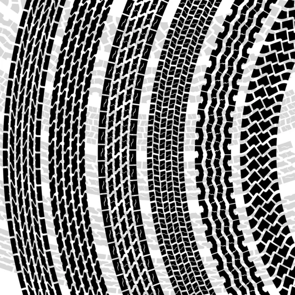Set of detailed tire prints illustration — Stockfoto