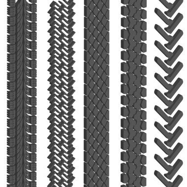 Set of detailed tire prints clipart
