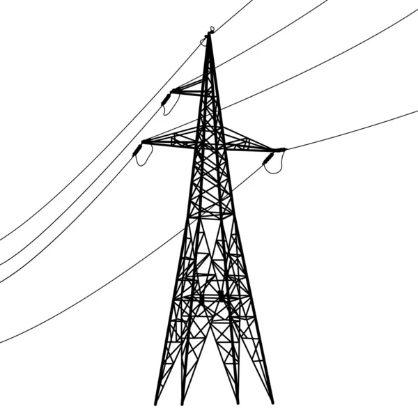 Silueta de líneas eléctricas de alto voltaje . — Foto de Stock