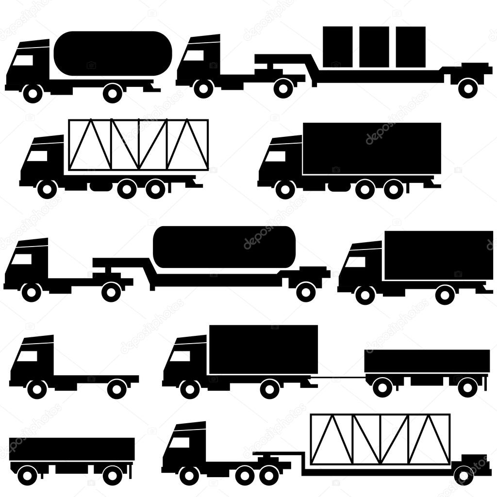 Set of  transportation symbols Black on white