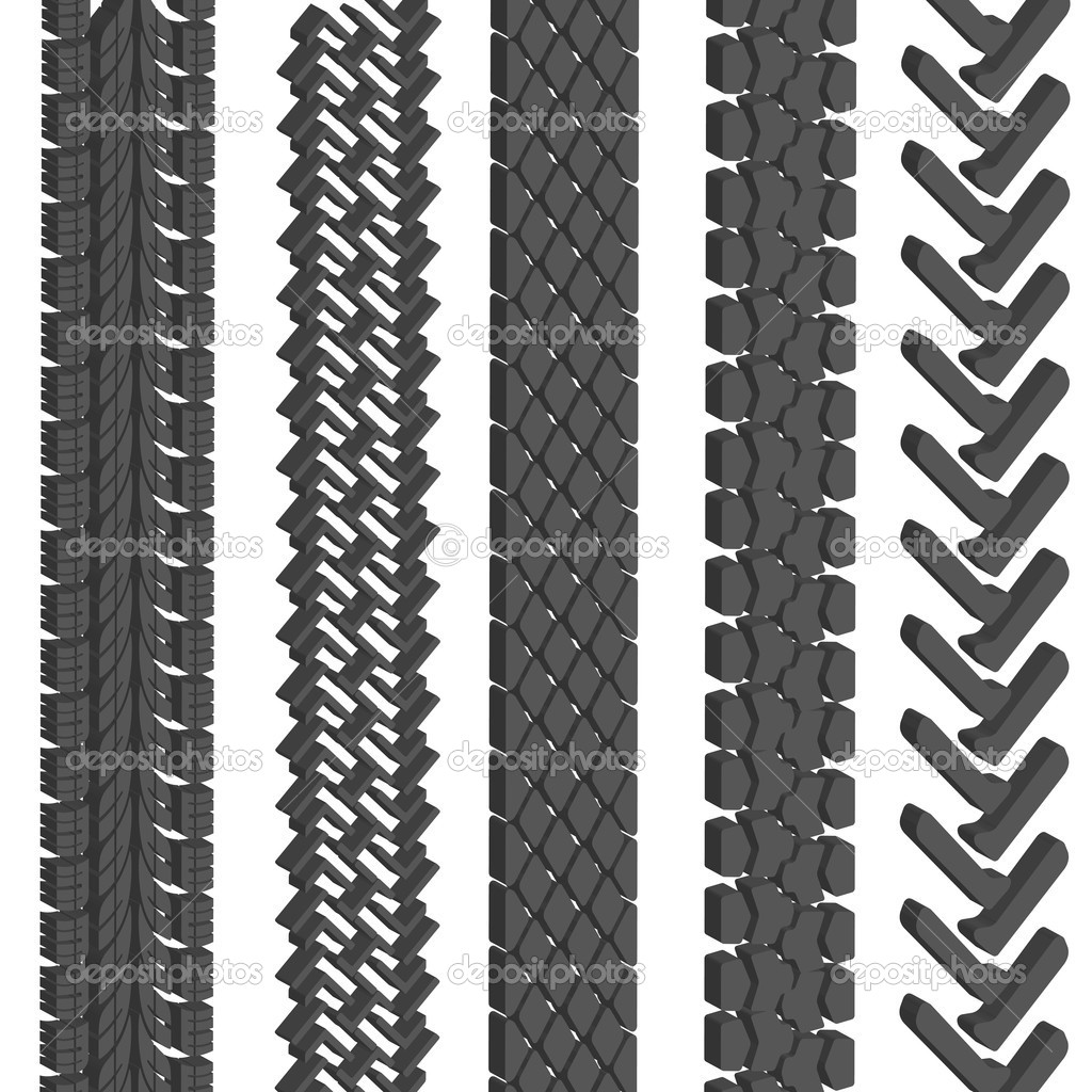 Set of detailed tire prints